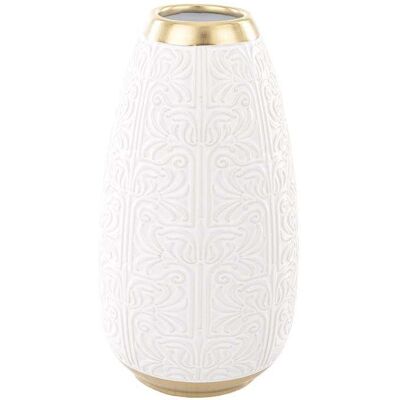ART Biały, Ceramiczny Wazon Ze Złotymi Dodatkami ART Biały, Ceramiczny Wazon Ze Złotymi Dodatkami