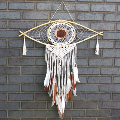 ANCIENT WISDOM Boho Duży Ochronny Dreamcatcher - Makrama - Evil Eye - Brązowy ANCIENT WISDOM Boho Duży Ochronny Dreamcatcher - Makrama - Evil Eye - Brązowy