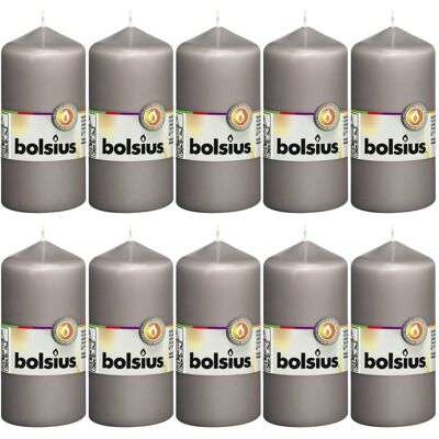 Bolsius Świece Pieńkowe, 10 Szt., 120 X 58 Mm, Ciepły Szary Bolsius Świece Pieńkowe, 10 Szt., 120 X 58 Mm, Ciepły Szary