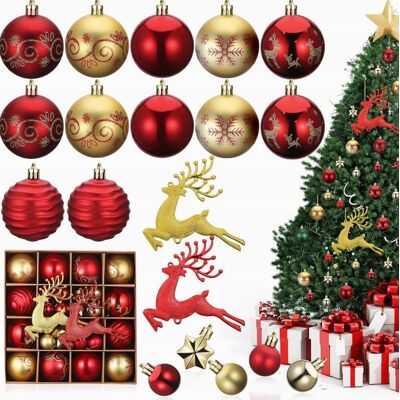 Inny producent BOMBKI 46 SZTUK CHOINKOWE CZERWONE ZŁOTE NIETŁUKĄCE ZAWIESZKI OZDOBY Inny producent BOMBKI 46 SZTUK CHOINKOWE CZERWONE ZŁOTE NIETŁUKĄCE ZAWIESZKI OZDOBY