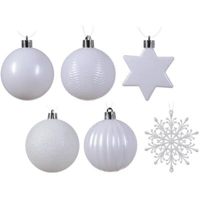 ABC Bombki białe połysk/mat/brokat mix 6cm 40szt ABC Bombki białe połysk/mat/brokat mix 6cm 40szt