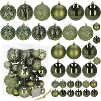 Springos Bombki Choinkowe 33 Szt. Zawieszki Na Choinkę 8/6/4cm Ozdoby Świąteczne Zielone Springos Bombki Choinkowe 33 Szt. Zawieszki Na Choinkę 8/6/4cm Ozdoby Świąteczne Zielone