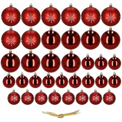 Springos Bombki choinkowe 36 szt. komplet ozdób świątecznych zawieszki nietłukące czerwone Springos Bombki choinkowe 36 szt. komplet ozdób świątecznych zawieszki nietłukące czerwone