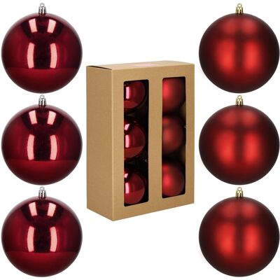Springos Bombki choinkowe czerwone 13 cm 6 szt. komplet ozdoby świąteczne półmatowe i połyskujące Springos Bombki choinkowe czerwone 13 cm 6 szt. komplet ozdoby świąteczne półmatowe i połyskujące
