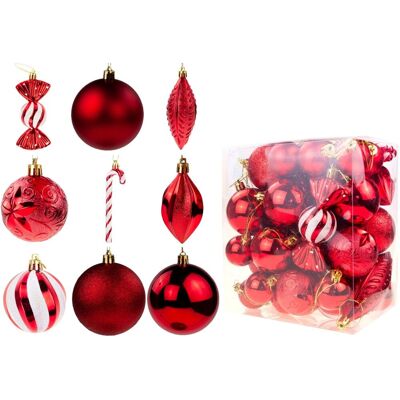 Inny producent Bombki choinkowe czerwone zawieszki na choinkę duży zestaw ozdoby świąteczne 40szt Inny producent Bombki choinkowe czerwone zawieszki na choinkę duży zestaw ozdoby świąteczne 40szt