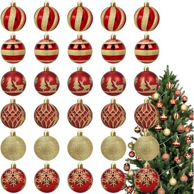 Inny producent Bombki Choinkowe Zestaw 30 Ozdoby Świąteczne Nietłukące Czerwono Złote 6cm Inny producent Bombki Choinkowe Zestaw 30 Ozdoby Świąteczne Nietłukące Czerwono Złote 6cm