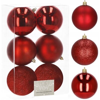 BOMBKI CZERWONE DUŻE 11 CM ZESTAW 6 SZT SPRINGOS NIETŁUKĄCE OZDOBY CHOINKĘ BOMBKI CZERWONE DUŻE 11 CM ZESTAW 6 SZT SPRINGOS NIETŁUKĄCE OZDOBY CHOINKĘ