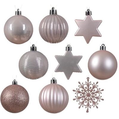 ABC Bombki różowe połysk/mat/brokat mix 6cm 40szt ABC Bombki różowe połysk/mat/brokat mix 6cm 40szt
