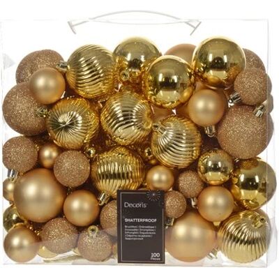 ABC Bombki złote połysk/mat/brokat mix 100 sztuk ABC Bombki złote połysk/mat/brokat mix 100 sztuk