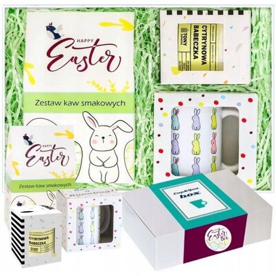 Cup&You Box Wielkanocny - Zestaw Kaw Smakowych Mielonych Kubek Świeca Sojowa Zapachowa - Paczka Upominek Prezent Na Zajączka Wielkanoc Dla Kobiety Faceta Cup&You Box Wielkanocny - Zestaw Kaw Smakowych Mielonych Kubek Świeca Sojowa Zapachowa - Paczka Upominek Prezent Na Zajączka Wielkanoc Dla Kobiety Faceta