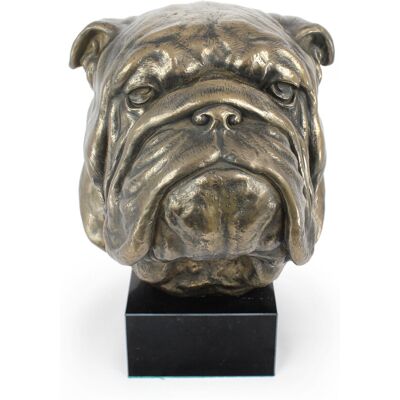 Buldog angielski, Bulldog - popiersie psa, duża statuetka, głowa psa na podstawie kamiennej, ozdoba do biura marki Art-Dog Buldog angielski, Bulldog - popiersie psa, duża statuetka, głowa psa na podstawie kamiennej, ozdoba do biura marki Art-Dog
