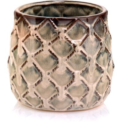 ABC Ceramiczna Osłonka Na Doniczkę Beżowa Boho 19Cm ABC Ceramiczna Osłonka Na Doniczkę Beżowa Boho 19Cm