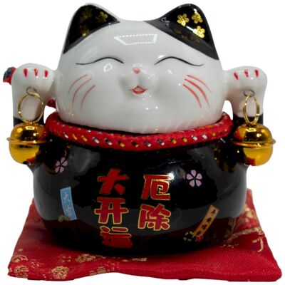 Inny producent Ceramiczny Kot Szczęścia Skarbonka Maneki Neko Czarny Na Poduszce, Ochrona / Mcat-16 Inny producent Ceramiczny Kot Szczęścia Skarbonka Maneki Neko Czarny Na Poduszce, Ochrona / Mcat-16