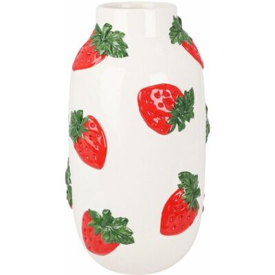 HowHomely Ceramiczny wazon dekoracyjny z motywem truskawek 29,5 cm HowHomely Ceramiczny wazon dekoracyjny z motywem truskawek 29,5 cm