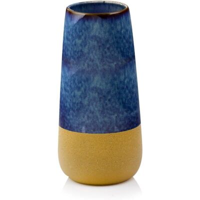 POLNIX Ceramiczny Wazon Vintage z Dwoma Fakturami - Granatowy 13x27 Cm POLNIX Ceramiczny Wazon Vintage z Dwoma Fakturami - Granatowy 13x27 Cm