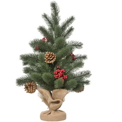 Homcom Choinka 50 cm, 55 gałązek z jagodami, PE, cement, zielona Homcom Choinka 50 cm, 55 gałązek z jagodami, PE, cement, zielona