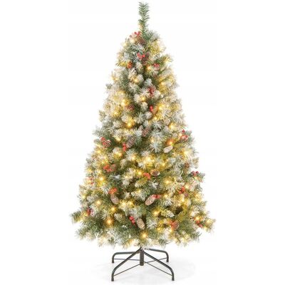 Costway 150 cm sztuczne drzewko bożonarodzeniowe z oświetleniem, śniegiem i ozdobami Costway 150 cm sztuczne drzewko bożonarodzeniowe z oświetleniem, śniegiem i ozdobami