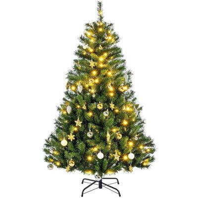 Homcom Choinka Sztuczna Z Dekoracją, 120 Led, 95 Cm Ø, 150 Cm H Homcom Choinka Sztuczna Z Dekoracją, 120 Led, 95 Cm Ø, 150 Cm H