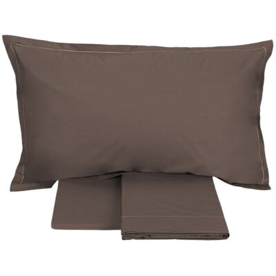 Completo letto matrimoniale Fazzini in percalle di puro cotone 200TC color cioccolato Completo letto matrimoniale Fazzini in percalle di puro cotone 200TC color cioccolato