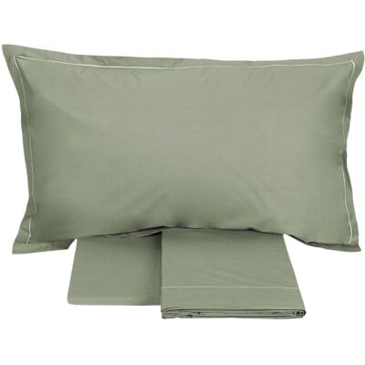 Completo letto matrimoniale Fazzini in percalle di puro cotone 200TC color verde salvia Completo letto matrimoniale Fazzini in percalle di puro cotone 200TC color verde salvia
