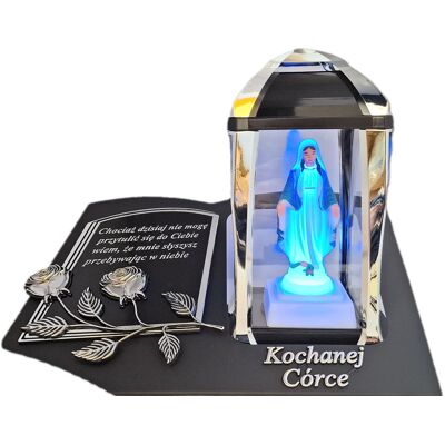 ILUMINI CÓRKA CÓRCE ZNICZ LAMPION NA GRÓB KPL SREBRO SKOS SENTENCJA+ FIGURKA LED ILUMINI CÓRKA CÓRCE ZNICZ LAMPION NA GRÓB KPL SREBRO SKOS SENTENCJA+ FIGURKA LED