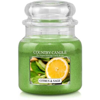 Kringle Candle Country Candle, Citrus and Sage, świeca zapachowa, średni słoik, 2 knoty Kringle Candle Country Candle, Citrus and Sage, świeca zapachowa, średni słoik, 2 knoty