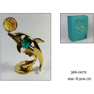 Crystocraft, miniaturka-figurka pozłacana Swarovski - DELFIN Z PIŁKĄ Crystocraft, miniaturka-figurka pozłacana Swarovski - DELFIN Z PIŁKĄ