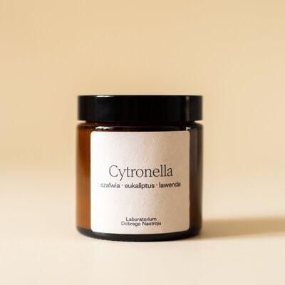 Cytronella - Świeca Sojowa 120ml, Laboratorium Dobrego Nastroju Cytronella - Świeca Sojowa 120ml, Laboratorium Dobrego Nastroju