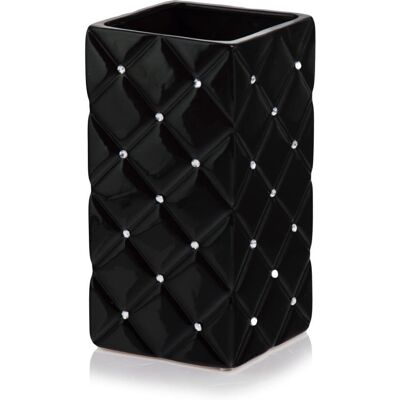 POLNIX Czarny Wazon Glamour Z Cyrkoniami 14X26 Cm POLNIX Czarny Wazon Glamour Z Cyrkoniami 14X26 Cm