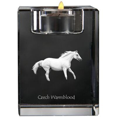 Czeski koń pełnej krwi angielskiej - świecznik ze zdjęciem kota, kryształowa podstawka na tealight, personalizowany prezent marki Art-Dog Czeski koń pełnej krwi angielskiej - świecznik ze zdjęciem kota, kryształowa podstawka na tealight, personalizowany prezent marki Art-Dog