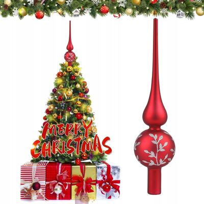 Inny producent CZUBEK NA CHOINKĘ SZKLANY 26 CM CZERWONY ELEGANCKA DEKORACJA ŚWIĄTECZNA Inny producent CZUBEK NA CHOINKĘ SZKLANY 26 CM CZERWONY ELEGANCKA DEKORACJA ŚWIĄTECZNA