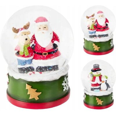 Koopman Dekoracja kula śnieżna 14 cm Mikołaj z renifer bałwanek z pingwinkiem 1szt Koopman Dekoracja kula śnieżna 14 cm Mikołaj z renifer bałwanek z pingwinkiem 1szt