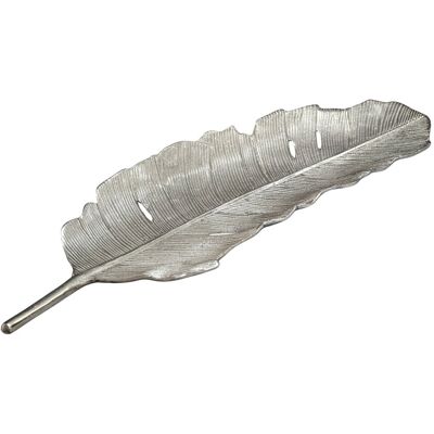 FineBuy Dekoracyjna Taca Liść Aluminium Srebrna Duża Dekoracja Stołu Metal Dodatek Domowy 80 cm FineBuy Dekoracyjna Taca Liść Aluminium Srebrna Duża Dekoracja Stołu Metal Dodatek Domowy 80 cm