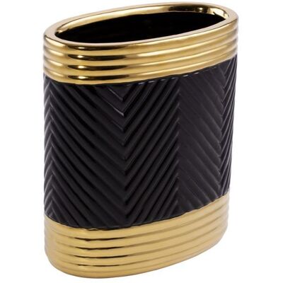 Eurofirany Dekoracyjny Wazon Ceramiczny Elif 17X10X20 Czarny + Złoty Eurofirany Dekoracyjny Wazon Ceramiczny Elif 17X10X20 Czarny + Złoty