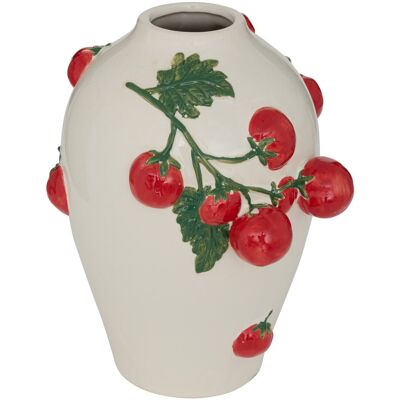 JJA SAS Dekoracyjny wazon w motywie pomidorków, 20,6 x 25,5 cm, ceramiczny JJA SAS Dekoracyjny wazon w motywie pomidorków, 20,6 x 25,5 cm, ceramiczny