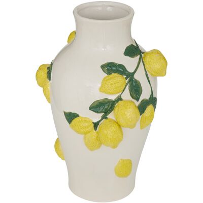 JJA SAS Dekoracyjny wazon z motywem cytryn, 20,6 x 25,5 cm, ceramiczny JJA SAS Dekoracyjny wazon z motywem cytryn, 20,6 x 25,5 cm, ceramiczny