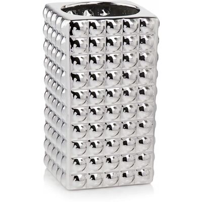 POLNIX Doniczka Osłonka Ceramiczna, Wazon Srebrny 3D 14Cm POLNIX Doniczka Osłonka Ceramiczna, Wazon Srebrny 3D 14Cm
