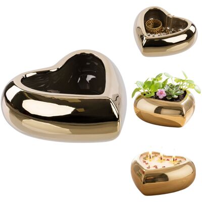 Botle Doniczka osłonka ceramiczna złota serce miska 23cm szkliwiona ozdoba święta Botle Doniczka osłonka ceramiczna złota serce miska 23cm szkliwiona ozdoba święta
