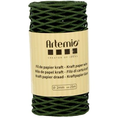 Artemio Drut papierowy w kolorze butelkowej zieleni 2mm x 25 m Artemio Drut papierowy w kolorze butelkowej zieleni 2mm x 25 m