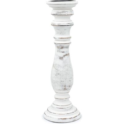 ANCIENT WISDOM Duży Klasyczny Świecznik - Whitewash 37X10 Cm, Drewniany Biały Świecznik, Z Drewna Mango ANCIENT WISDOM Duży Klasyczny Świecznik - Whitewash 37X10 Cm, Drewniany Biały Świecznik, Z Drewna Mango