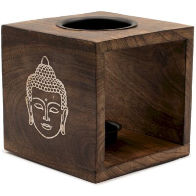 ANCIENT WISDOM Duży Kwadratowy Kominek z Drewna Mango - Budda ANCIENT WISDOM Duży Kwadratowy Kominek z Drewna Mango - Budda