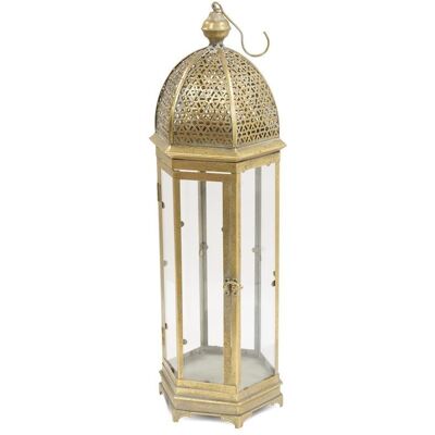 ART Duży Lampion Metalowy Złoty Ozdobny wys.66-77cm ART Duży Lampion Metalowy Złoty Ozdobny wys.66-77cm
