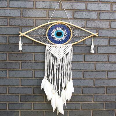 ANCIENT WISDOM Duży Ochronny Dreamcatcher - Makrama - Evil Eye - Czarny ANCIENT WISDOM Duży Ochronny Dreamcatcher - Makrama - Evil Eye - Czarny