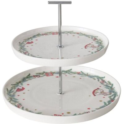 Boltze Dwupiętrowa Patera Ze Świątecznym Wzorem Florenza, Wys. 22 Cm Boltze Dwupiętrowa Patera Ze Świątecznym Wzorem Florenza, Wys. 22 Cm