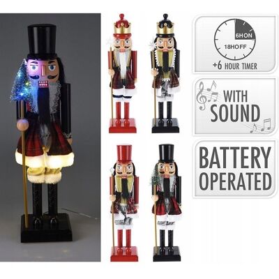 Koopman Dziadek do orzechów led grający kolędy 57 cm czarno- złoty w koronie ŚWIĘTA Koopman Dziadek do orzechów led grający kolędy 57 cm czarno- złoty w koronie ŚWIĘTA