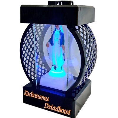 ILUMINI Dziadek Dziadkowi Znicz Lampion Koło Rtn Gładki Czarny+Figurka Led ILUMINI Dziadek Dziadkowi Znicz Lampion Koło Rtn Gładki Czarny+Figurka Led