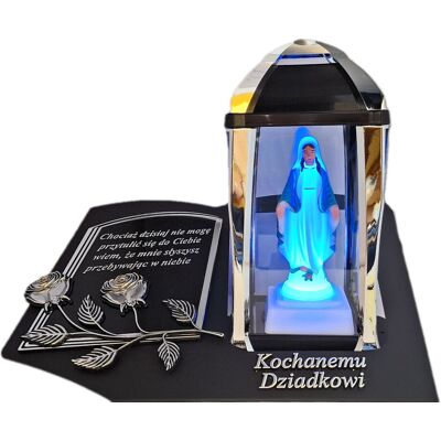 ILUMINI DZIADEK ZNICZ LAMPION NA GRÓB KPL SREBRO SKOS SENTENCJA+ FIGURKA LED ILUMINI DZIADEK ZNICZ LAMPION NA GRÓB KPL SREBRO SKOS SENTENCJA+ FIGURKA LED