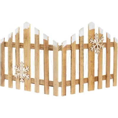 ECD Germany dekoracyjny drewniany płot ogrodowy LED 77x38 cm z 30 ciepłymi diodami 2 płatki śniegu na baterie z timerem miniaturowy płotek sztuczny .. ECD Germany dekoracyjny drewniany płot ogrodowy LED 77x38 cm z 30 ciepłymi diodami 2 płatki śniegu na baterie z timerem miniaturowy płotek sztuczny ..