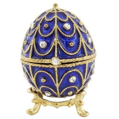 GiftDeco Ekskluzywne metalowa szkatułka z kryształkami - Jajo Fabergé - B0748-17 BL GiftDeco Ekskluzywne metalowa szkatułka z kryształkami - Jajo Fabergé - B0748-17 BL
