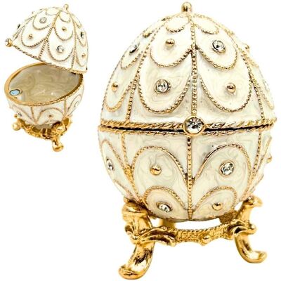 Manopoulos G & j Gp Ekskluzywne Szkatułka Jajo Fabergé Metalowa z Kryształkami - B0748-17WH Manopoulos G & j Gp Ekskluzywne Szkatułka Jajo Fabergé Metalowa z Kryształkami - B0748-17WH